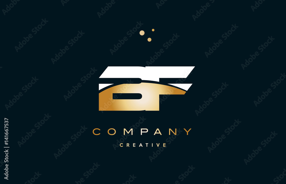 bf b f  white yellow gold golden luxury alphabet letter logo icon template
