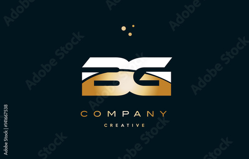 bg b g  white yellow gold golden luxury alphabet letter logo icon template