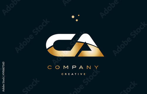 ca c a white yellow gold golden luxury alphabet letter logo icon template