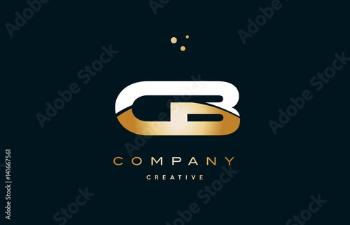 cb c b  white yellow gold golden luxury alphabet letter logo icon template