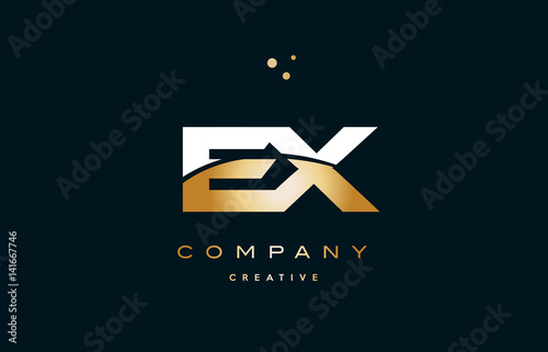 ex e x  white yellow gold golden luxury alphabet letter logo icon template