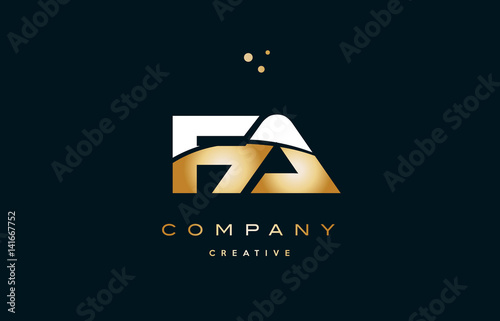 fa f a  white yellow gold golden luxury alphabet letter logo icon template