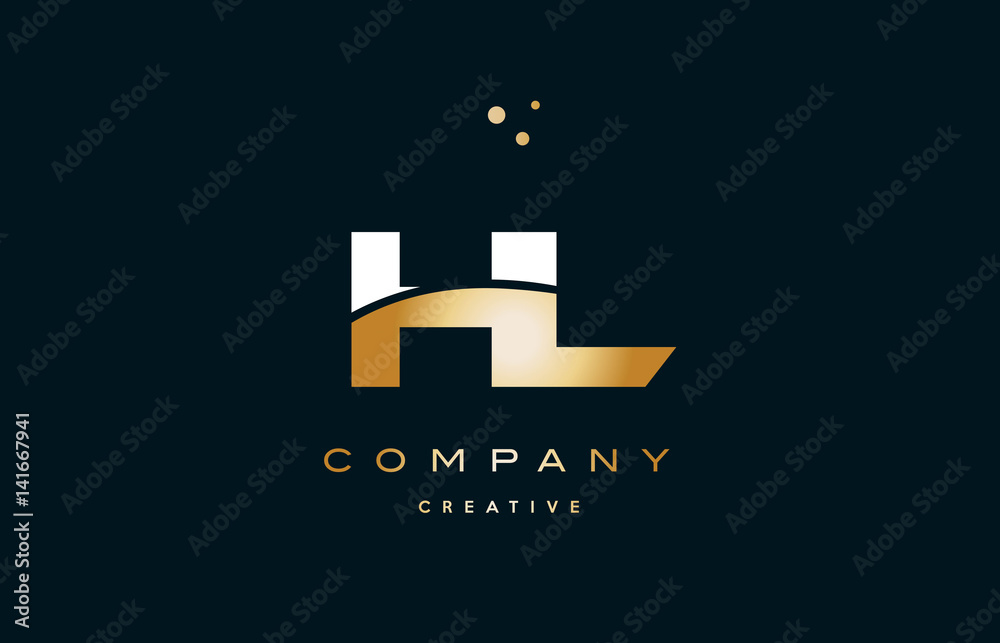 hl h l  white yellow gold golden luxury alphabet letter logo icon template