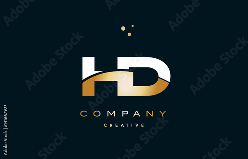 hd h d  white yellow gold golden luxury alphabet letter logo icon template