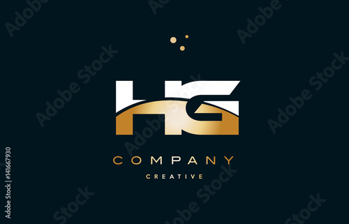 hg h g  white yellow gold golden luxury alphabet letter logo icon template