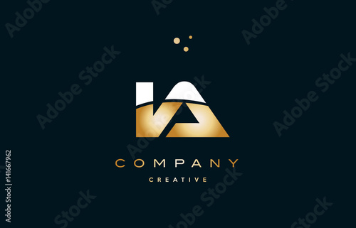 Vászonkép ia i a  white yellow gold golden luxury alphabet letter logo icon template