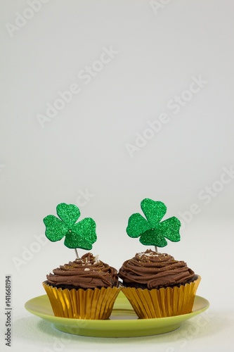 Fototapeta Naklejka Na Ścianę i Meble -  St Patricks Day shamrock on the cupcake