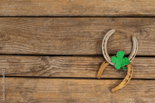 St Patrick's Day shamrock with two horseshoes