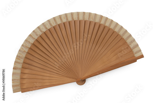 Bamboo chinese fan isolated on a white background.