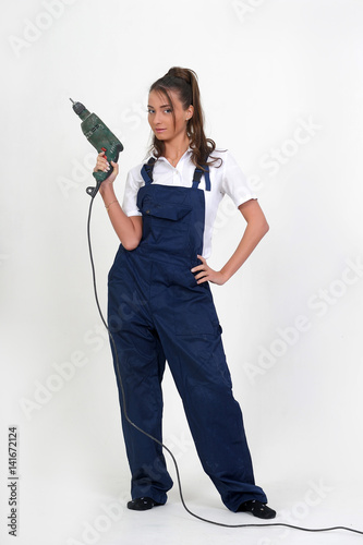 Woman with building tools photo