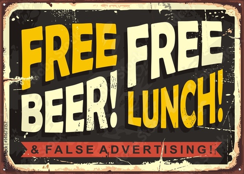 Retro funny sign layout with promotional message for restaurant, cafe bar or diner