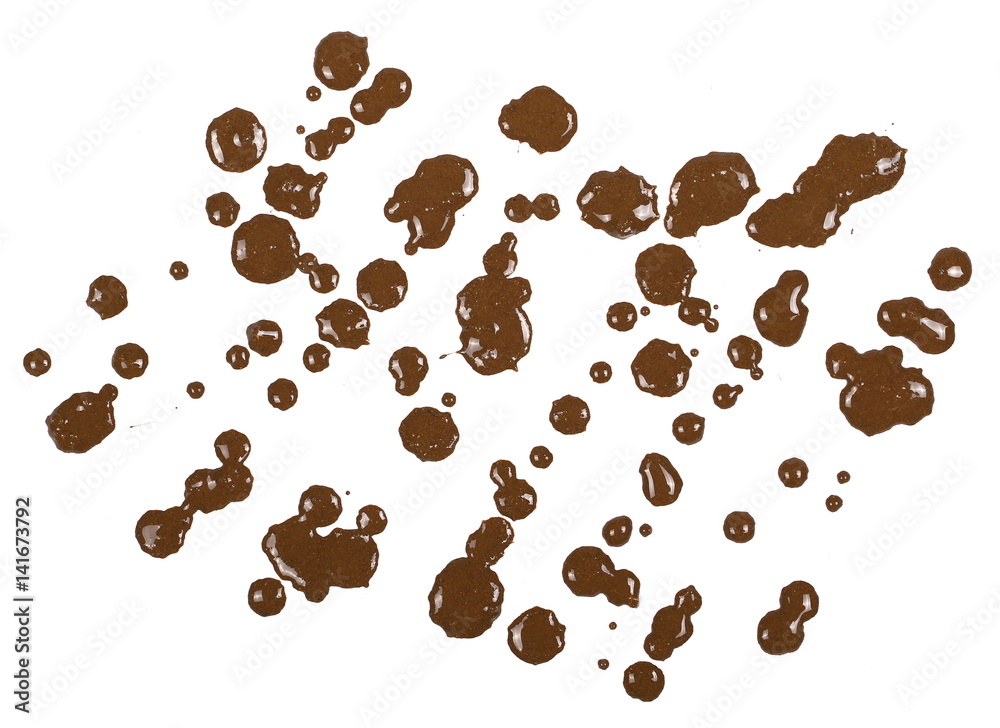 Obraz premium drops of mud sprayed isolated on white background, with clipping path 