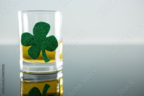 St Patrick's Day glass of beer with shamrock
