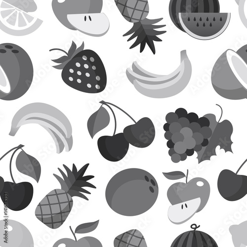 Fototapeta Naklejka Na Ścianę i Meble -  Monochrome fruit seamless pattern background  