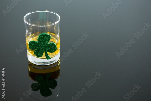 St Patrick's Day glass of whisky with shamrock