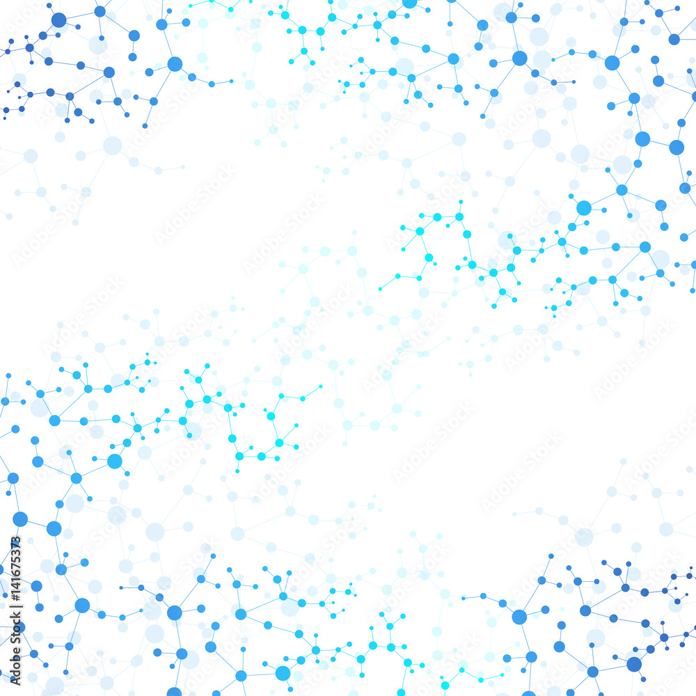 Structure molecule and communication. Dna, atom, neurons. Scientific concept for your design. Connected lines with dots. Medical, technology, chemistry, science background. Vector illustration. Structure molecule and communication. Dna, atom, neurons. Scientific concept for your design. Connected lines with dots. Medical, technology, chemistry, science background. Vector illustration.