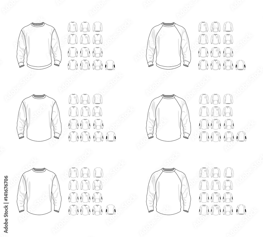 sweatshirt-template-different-vector-models-front-and-back-view-stock