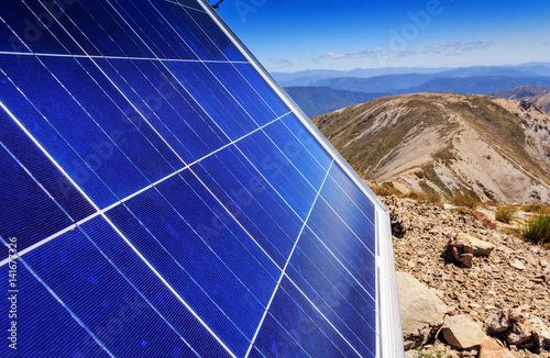 solar battery alternative enegry at the mountains landscape