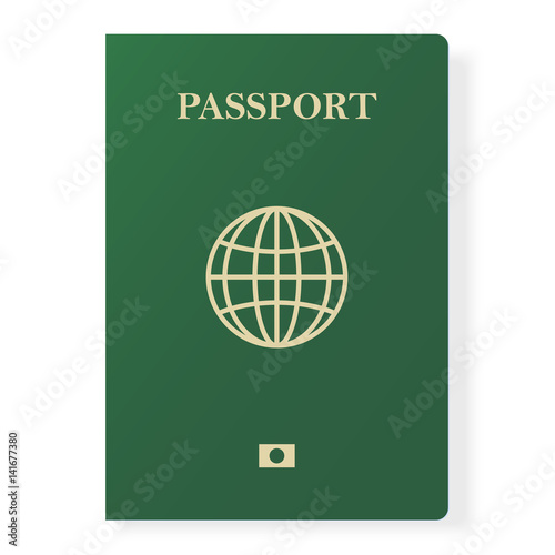 Green passport isolated on white. International identification document for travel. Vector illustration.