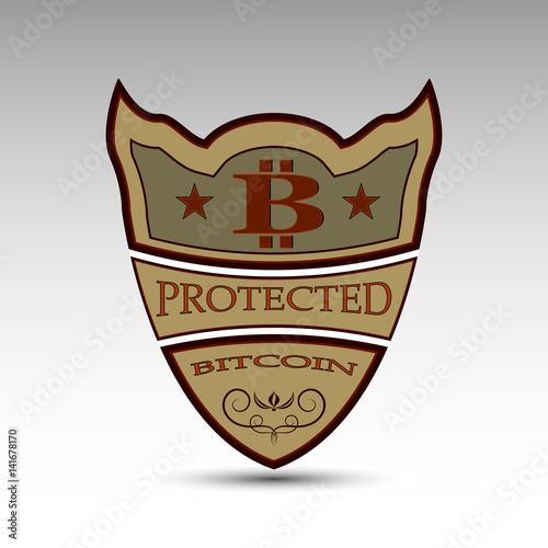 The vector shield with bitcoin symbol
