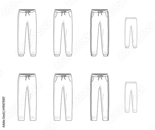 Sport sweatpants set. Vector illustration