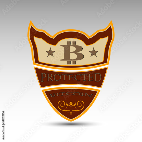 The vector shield with bitcoin symbol