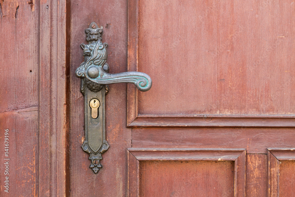 detail of entrance door with handle detail of entrance door with handle