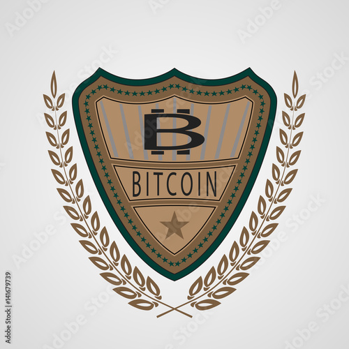 The vector shield with bitcoin symbol.
