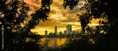 Photography Vienna Cityscape at Sunset Framed by the Trees