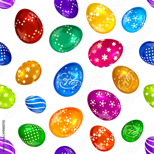Seamless background of brightly colored Easter eggs