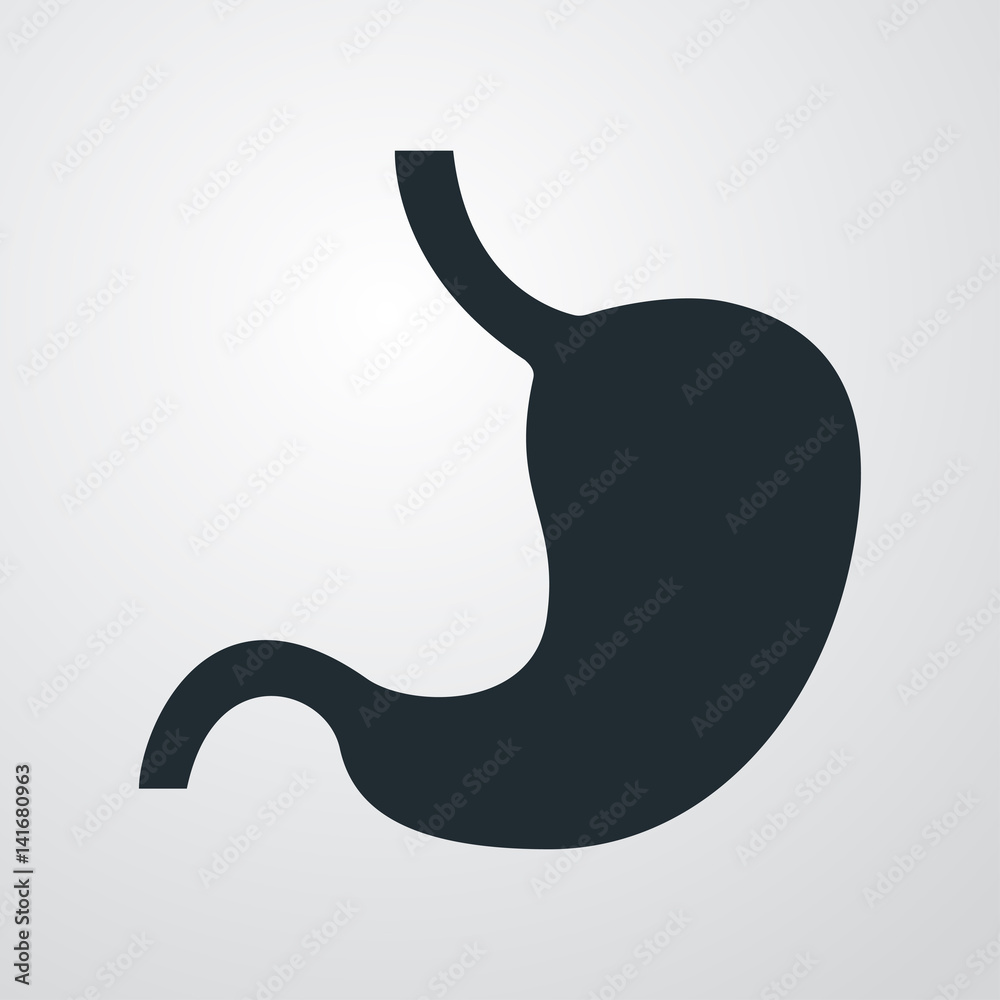 Obraz premium Icono plano estomago en fondo degradado