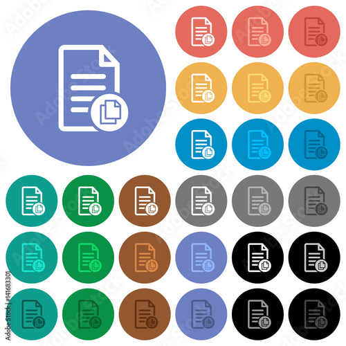 Copy document round flat multi colored icons