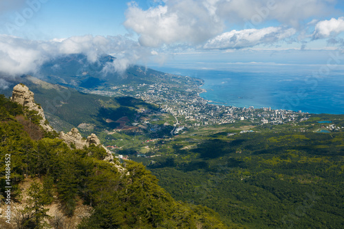 Aerial view of Yalta city from Ai-Petri mountain in Crimea