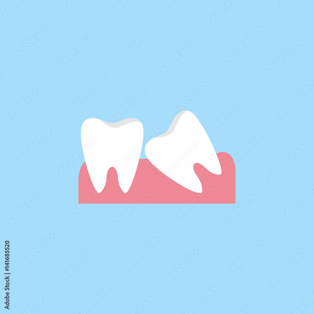 Wisdom teeth flat icon, Dental and medicine, vector graphics, a colorful solid pattern on a blue background, eps 10. Wisdom teeth flat icon, Dental and medicine, vector graphics, a colorful solid pattern on a blue background, eps 10.