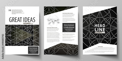 Business templates for brochure, magazine, flyer, booklet, report. Cover design template, vector layout in A4 size. Celtic pattern. Abstract ornament, geometric vintage texture, medieval ethnic style.