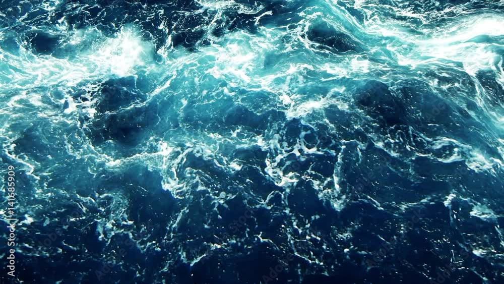 water surface, seascape of wild water and ocean waves, seamless loopable video