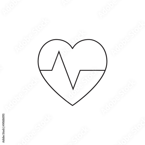Heartbeat symbol. heart beat pulse line icon, outline vector logo illustration, linear pictogram isolated on white