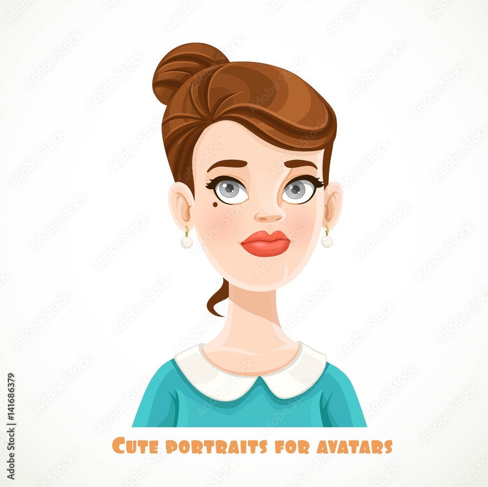 Cute young woman portrait for avatar isolated on a white background Cute young woman portrait for avatar isolated on a white background