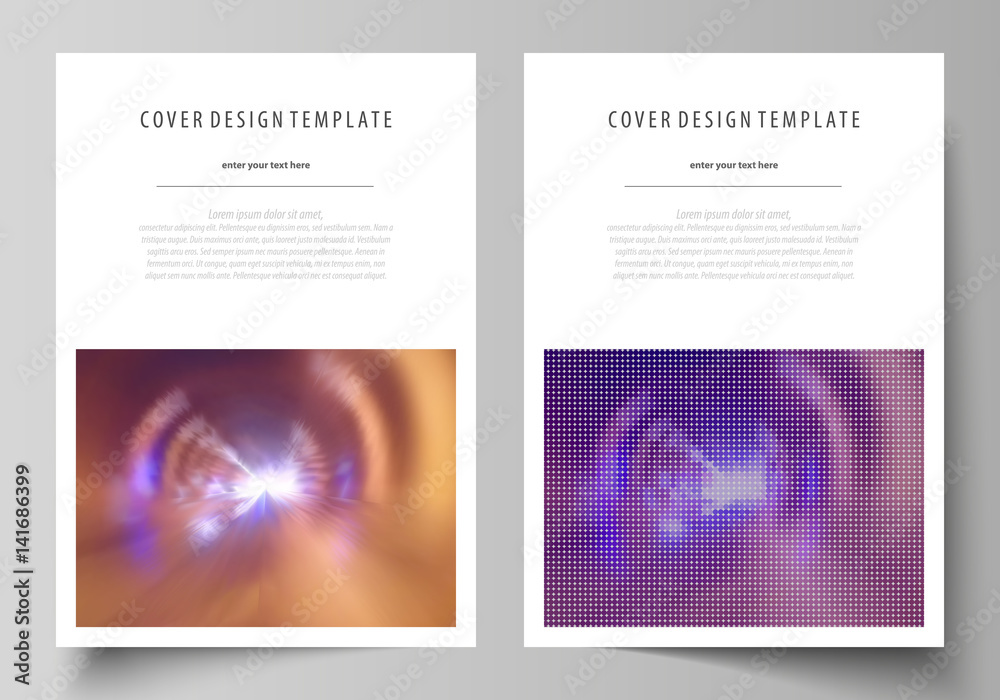 Business templates for brochure, magazine, flyer, booklet or annual report. Cover template, abstract vector layout in A4 size. Bright color colorful design, beautiful futuristic background.