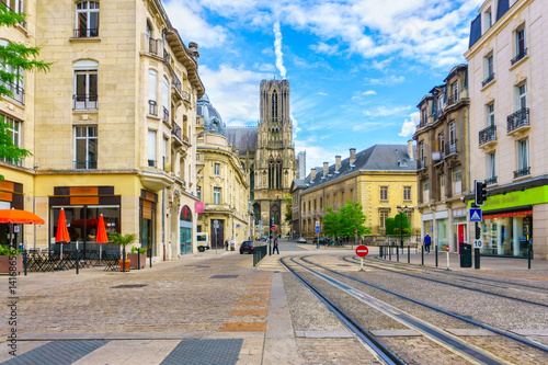 Fototapeta Naklejka Na Ścianę i Meble -  Architecture of Reims, a city in the Champagne-Ardenne region of France.