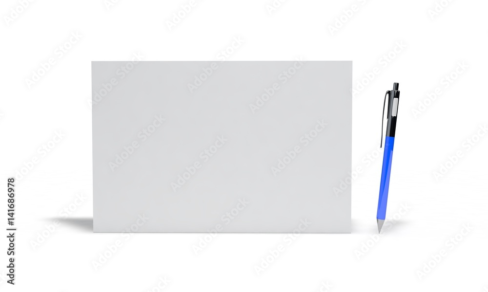 Background of ballpoint pen and paper ,3d render Background of ballpoint pen and paper ,3d render