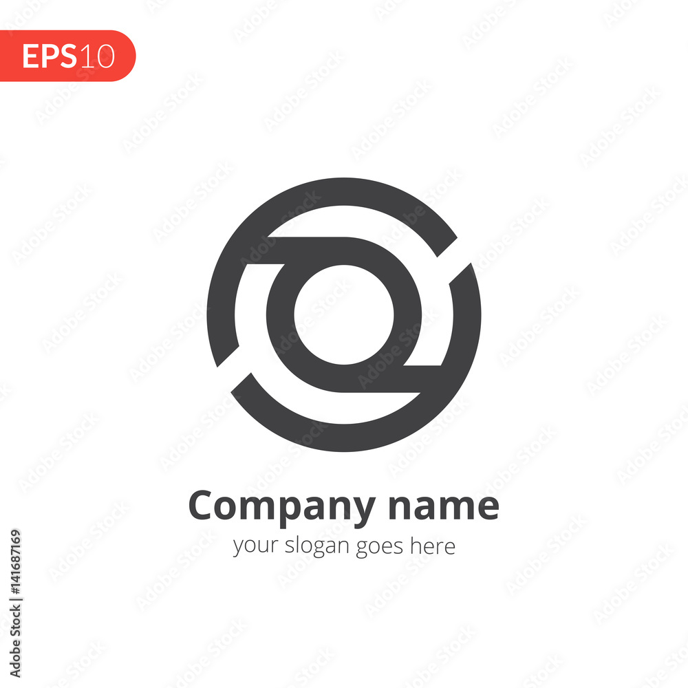 Circle logo vector design. Abstract business logo. Monochrome sphere symbol element. Grey color icon on isolated white background.