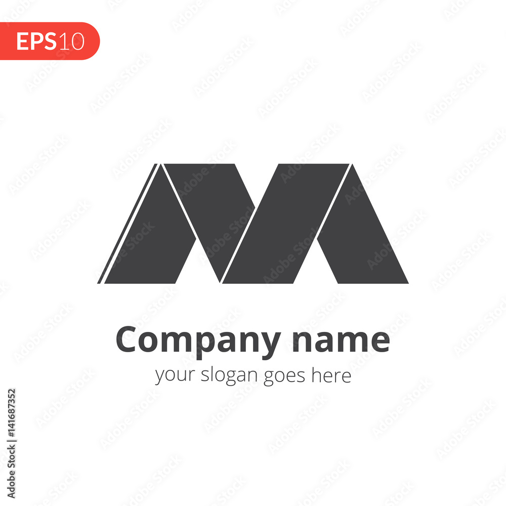 M letter logo vector design. Abstract business logo. M monochrome symbol for template. Grey color icon on isolated white background. M letter logo vector design. Abstract business logo. M monochrome symbol for template. Grey color icon on isolated white background.
