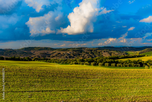 panorama of Siena in the Val d Orcia and the Chianti hills
