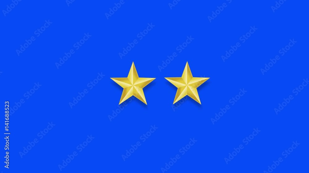 Gold star animation on chromakey blue background Gold star animation on chromakey blue background