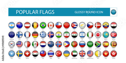Popular flags glossy round icon