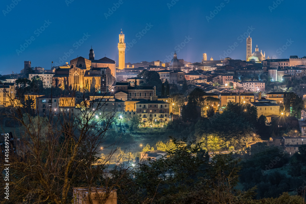 panorama of Siena in the Val d'Orcia and the Chianti hills