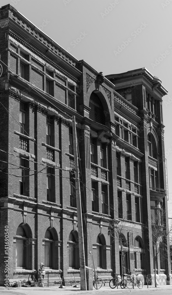 black and white old building
