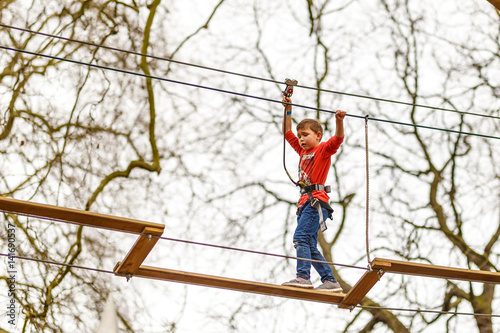 Boy at english zip wire park photo