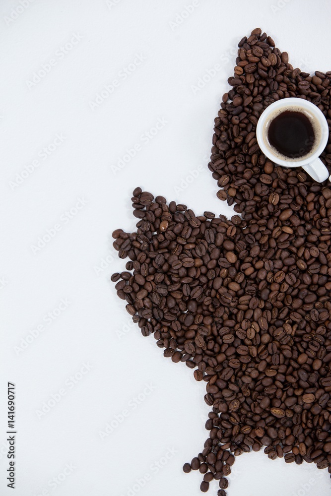 Coffee beans and cups forming owl Coffee beans and cups forming owl